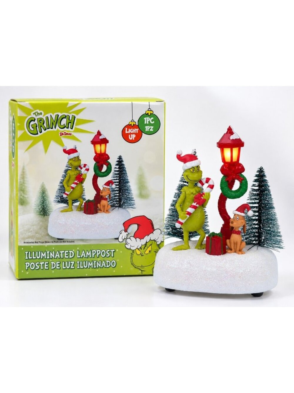 The Grinch Max Illuminated Lamppost Light Up Christmas Village Decor New Box